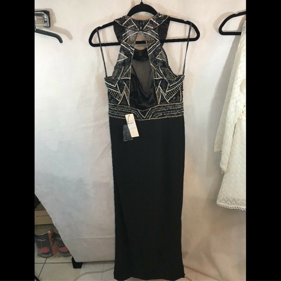 NEW SUE WONG Beaded Empire Waist‎ Grecian Halter Neck Gown [SZ 10 ] - Picture 6 of 8